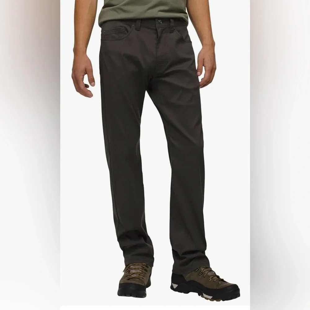 PrAna mens Brion pant dark grey gray outdoor casual office flex 38W 30L Slim Fit